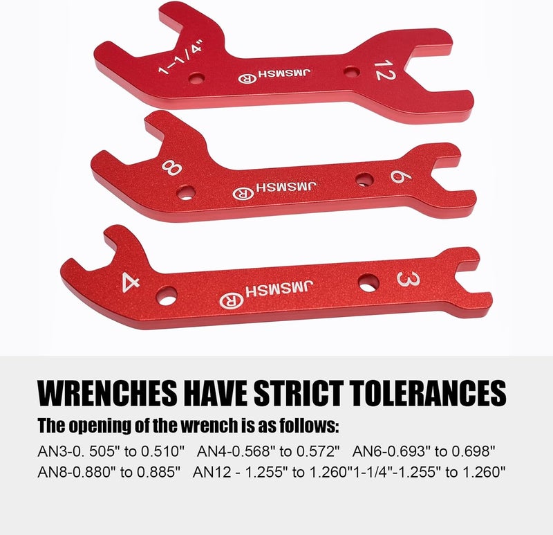 JMSMSH NOS Nitrous Bottle Nut Wrench 3-Piece set-AN3.AN4.An6 AN8.An12(1-1/4 inch),Bottle Nut End - Image 2